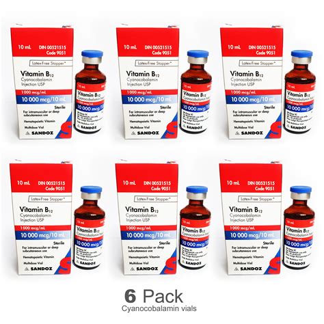 Sandoz Vitamin B12 10 Ml Multi Dose Vial 6 Pack B12 Injections Canada