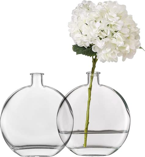 Flat Clear Glass Flower Vases Hewory Unique Round Glass