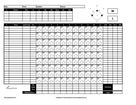 Más de 30 plantillas imprimibles de anotaciones de béisbol tarjetas de