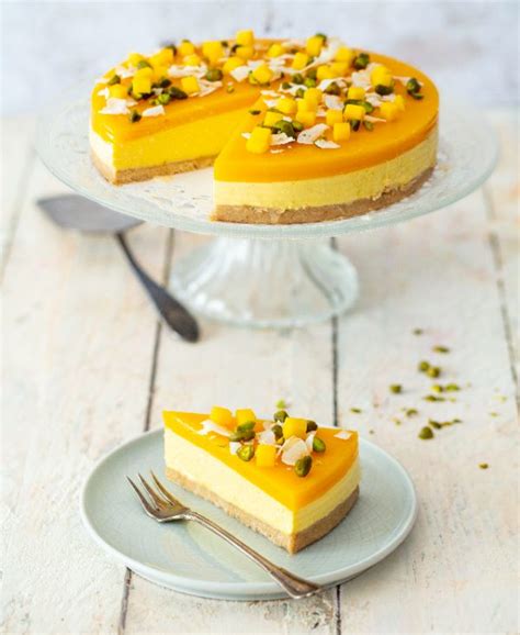 Farbenfroher No Bake Mango Kuchen Vegan World