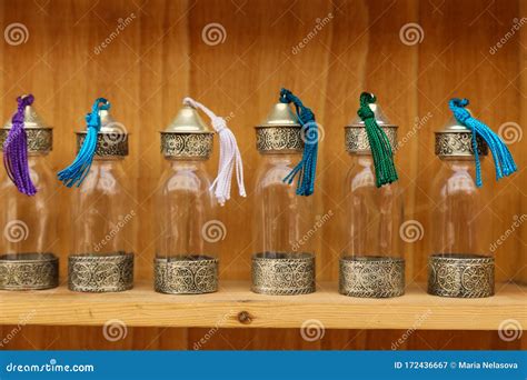 Set Of Empty Bottles And Cans For Spices Or Incense Stock Image Image