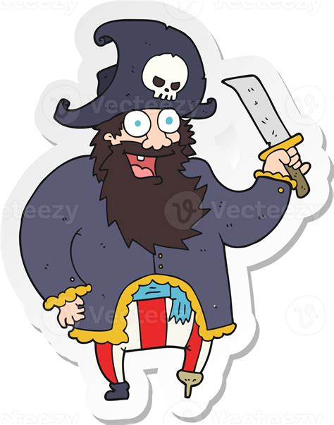 Sticker Of A Cartoon Pirate Captain 44984752 Png