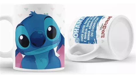 Caneca Personalizada Stitch Lilo Disney Ohana Fam Lia