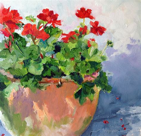 Potted Geraniums Carolhopper Flower Art Painting Abstract