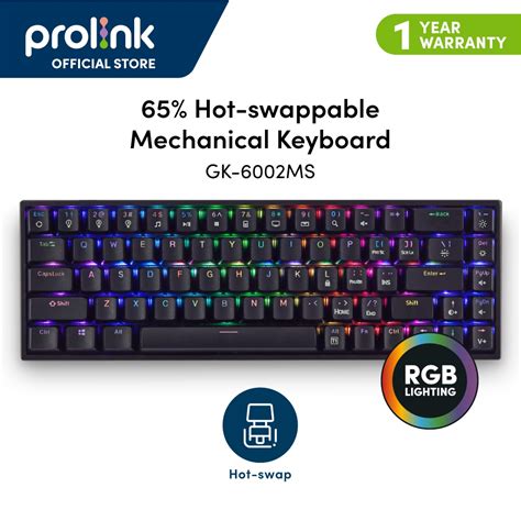 Hot Swap Keys Prolink GM MS Hot Swappable Gaming Mechanical Keyboard Adjustable RGB