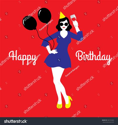 Vector Illustration Happy Birthday Card Young Stock Vector Royalty