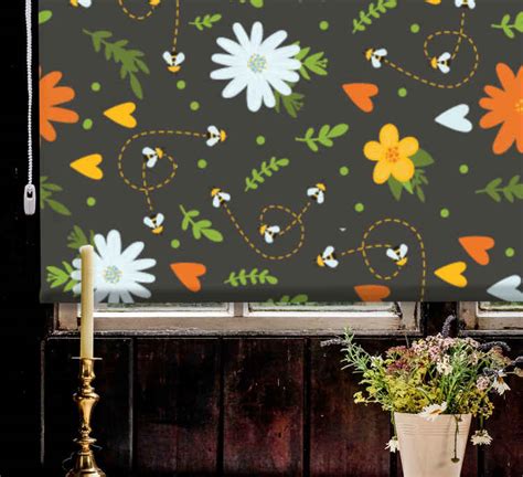 For R Farverige M Nster Blomster Og Plante Rullegardin Tenstickers