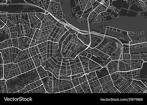 Black And White Modern City Map Amsterdam Vector Image