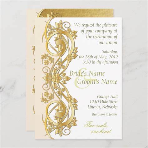 Elegant Scroll Wedding Invitation - Gold - 1 | Zazzle