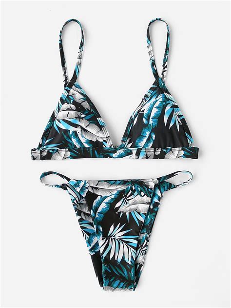 Jungle Print Triangle Bikini Set Bikinis Swimsuits Bathing Suits Hot