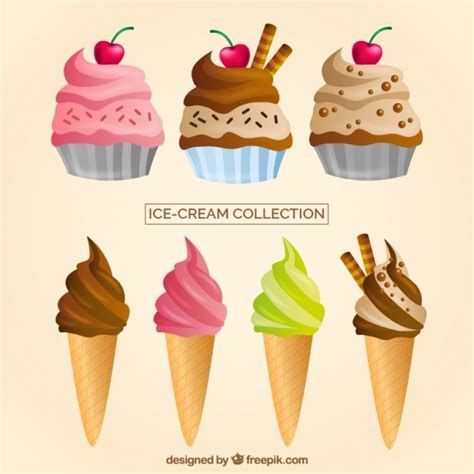 Deliciosos Postres Y Helados Vector Gratis