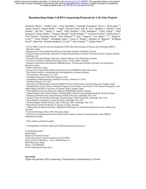 (PDF) Benchmarking Single-Cell RNA Sequencing Protocols for Cell Atlas ...