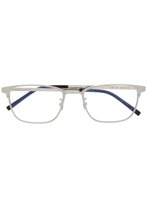 Saint Laurent Brille Mit Eckigem Gestell In Silver Modesens