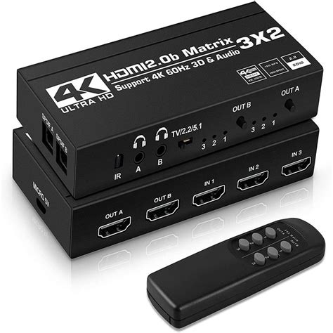 HDMI Matrix Switch Splitter With SPDIF And L R 3 5mm HDR HDMI2 0 Switch