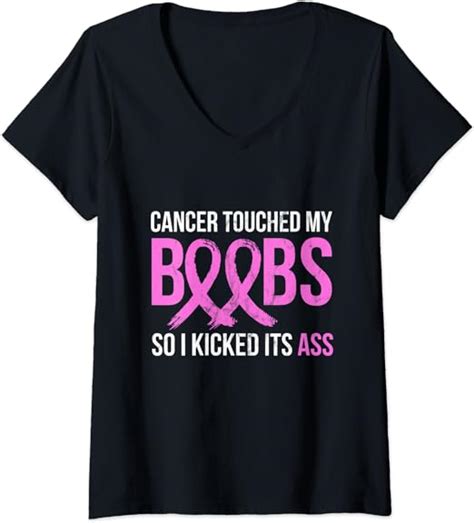 Womens Cancer Cancer Touched My Boob So I Kicked It S Ass V Neck T