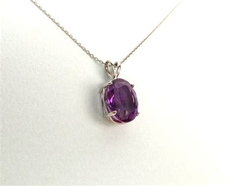 Amethyst Necklace Sterling Silver Amethyst Pendant Ct Genuine