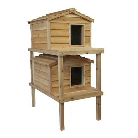 Large Cedar Insulated Double Decker Cat House Catsplay Superstore