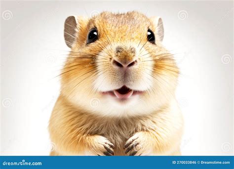 Portrait Of Gerbil Smiling With All His Teethon A White Background