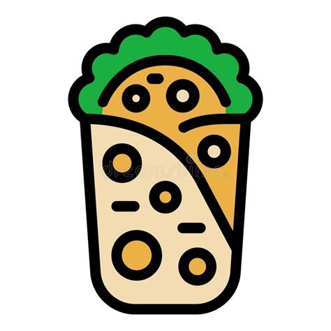 Vector De Contorno De Color De Icono Kebab Saludable Ilustración del