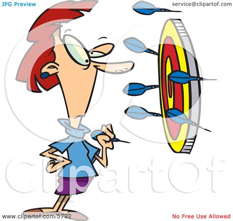 Woman Throwing Darts at a Target Clipart Illustration by Ron Leishman #5792