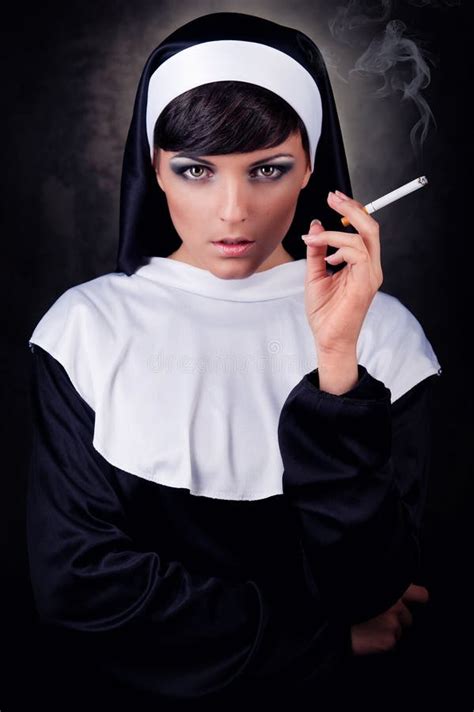 Smoking Nun Stock Image Image Of Provocative Female 22089437