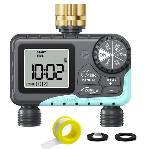 RAINPOINT Water Timer 2 Zone, Digital Sprinkler Timer with Rain Delay ...