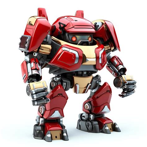 Premium Photo | A red robot isolated on white background with shadow