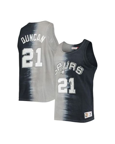 Mitchell Ness Cotton Tim Duncan Black And Gray San Antonio Spurs