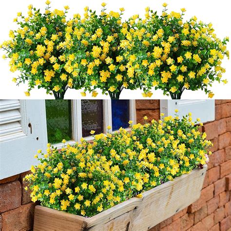 Sinhoon Pack Uv Resistant Outdoor Artificial Flowers Bulk Outside