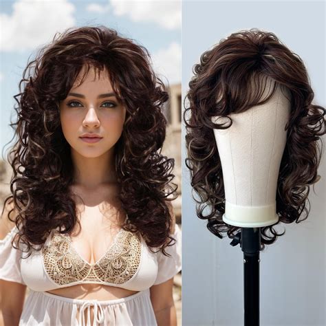 Yyhr Dark Brown Wig With Bangs For Women Long Curly Wavy For Women Natural Looking