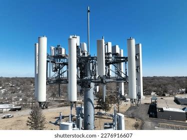 Closeup View Cell Tower Antennas Aerial Stock Photo 2276916607 ...