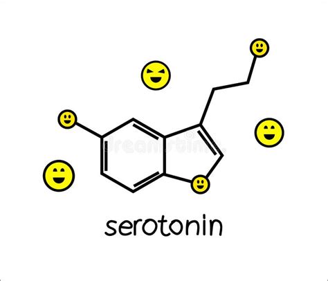 Serotonin Happiness Hormone Chemical Structural Formula And Model Of