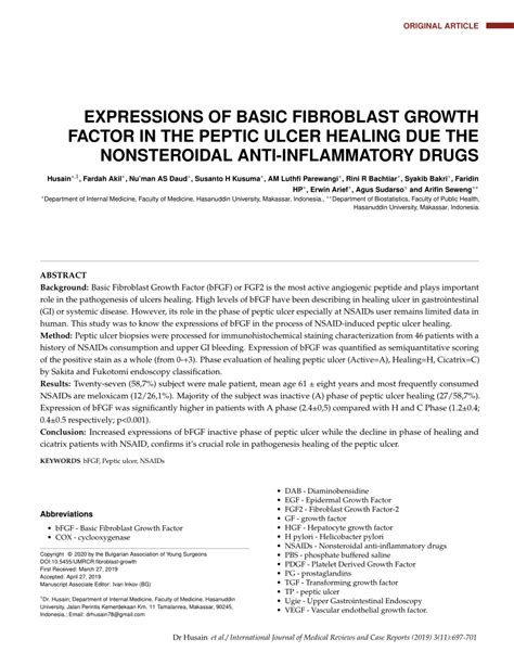 Pdf Expressions Of Basic Fibroblast Growth Factor In The Peptic Ulcer