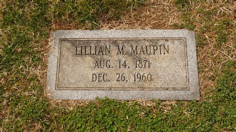 Lillian Modener Meeks Maupin M Morial Find A Grave