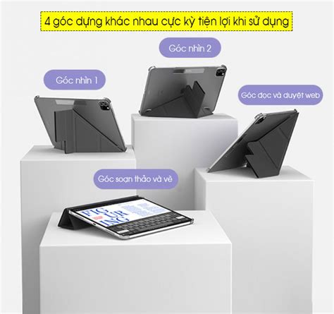 Bao da iPad Gen Switcheasy Origami Nude Case mỏng gọn mặt lưng trong và chế độ dựng máy