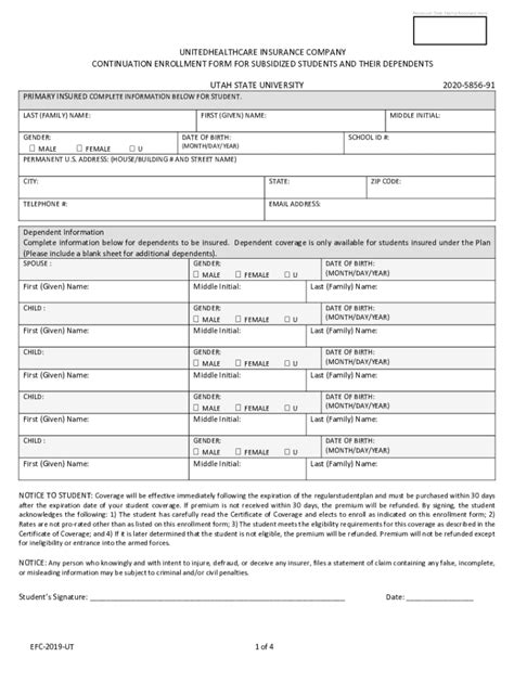 Fillable Online Continuation Enrollment Form For Students And Their