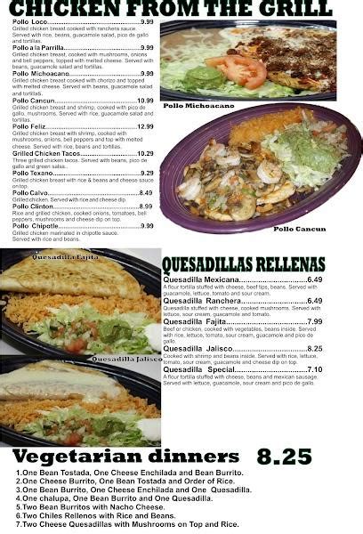 Menu at El Camino Real restaurant, Clinton