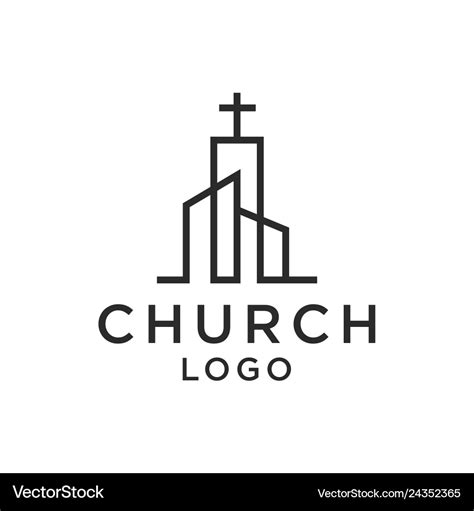 Church christian line art logo design Royalty Free Vector