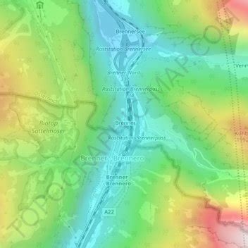 Brenner Pass topographic map, elevation, terrain