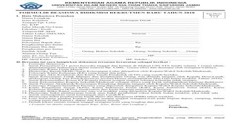 Formulir Beasiswa Bidikmisi Rekrutmen Baru Tahun · Surat Rekomendasi