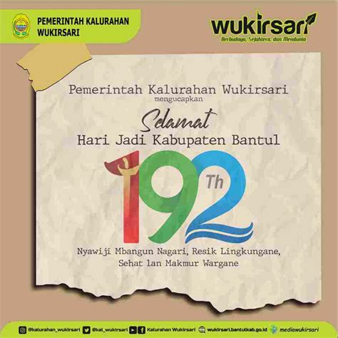 Selamat Hari Jadi Ke 192 Kabupaten Bantul Tahun 2023 Website