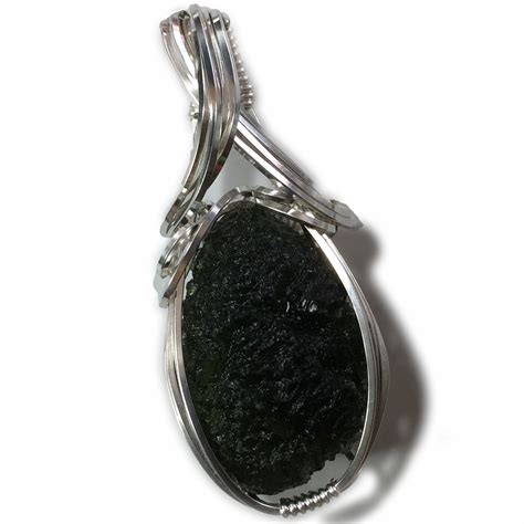 Genuine Moldavite Crystal Necklace Pendant 925 Sterling Silver Warm