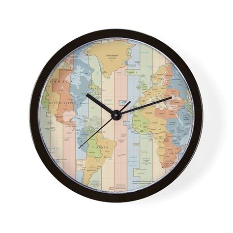 World Time Zone Map Wall Clock by BravuraMedia - CafePress