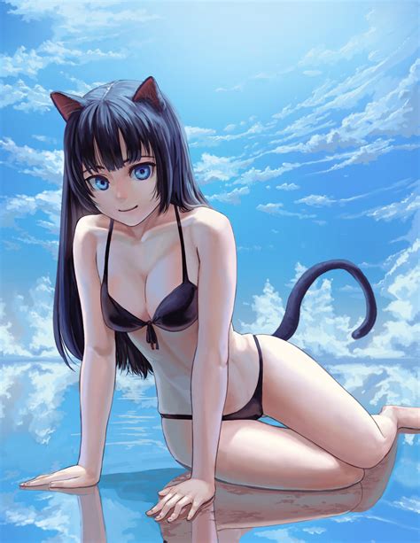 Original Characters Cleavage Blue Eyes Anime Girls Bikini Anime The