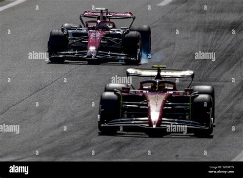 Monza Italy 10th Sep 2022 Carlos Sainz And Valtteri Bottas Nearly Crash Qualifying Round 16