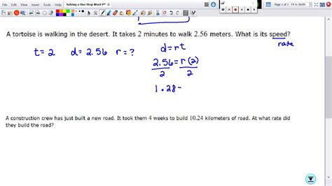 Solving A One Step Word Problem Using The Formula D Rt Youtube