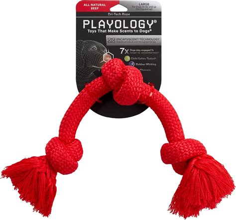 Pet Supplies : Playology Dri Tech Rope Dog Chew Toy - for Large Dog Breeds (35lbs and Up) Beef ...