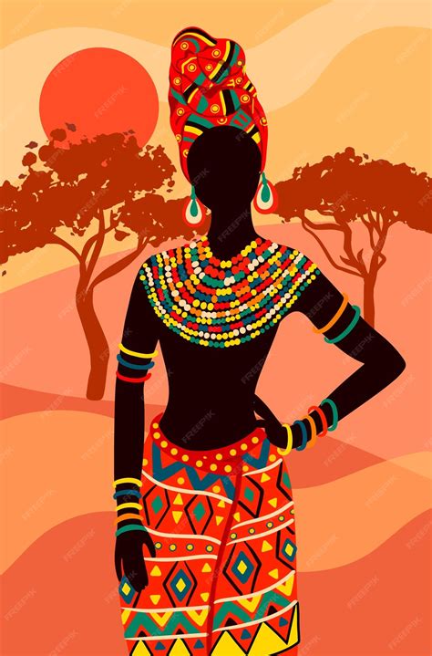 Premium Vector | Beautiful ethnic african woman drawing