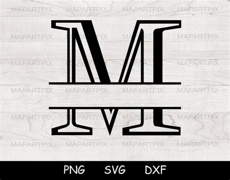 Split Monogram Svgsplit Letter Msplit Font Svgletter Etsy