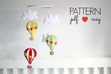 Hot Air Balloon Sewing Pattern PDF SVG Baby Mobile Pattern Garland Sewing Pattern DIY Baby